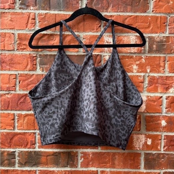 Old Navy Womens XL Powersoft Gray Black Leopard Animal Print Sports Bra Tank - Picture 3 of 7